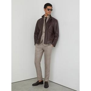 REISS Epsom Linen-Wool Single-Breasted Check Blazer